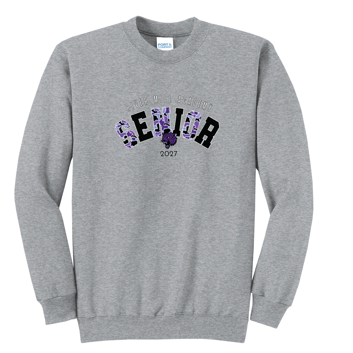 Senior 2027 - Purple Camo Crewneck — Athletic Heather