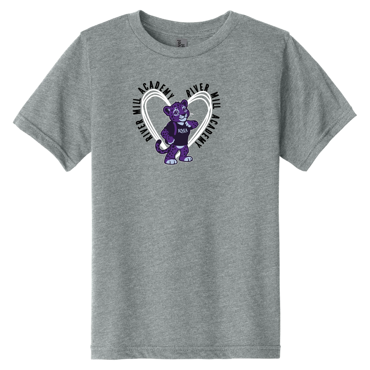 Junior Jaguar Heart Tee in Dark Heather Gray