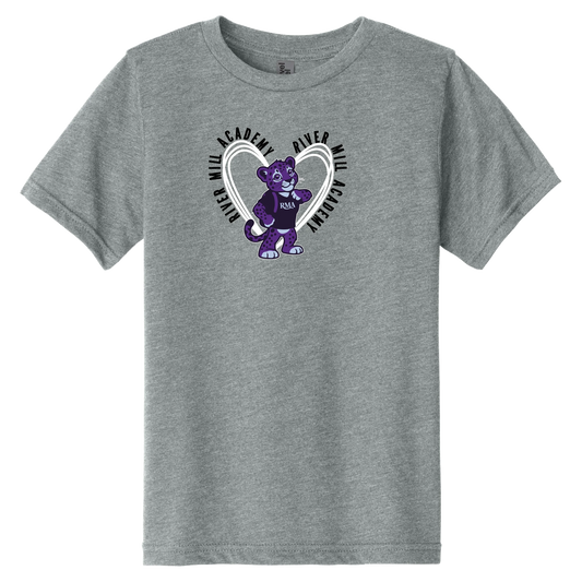Junior Jaguar Heart Tee in Dark Heather Gray