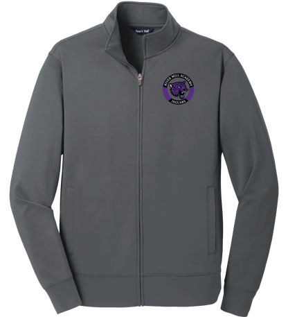 Jaguars Pennant Jacket in Dark Smoke Grey — front, Academy seal on the left chest