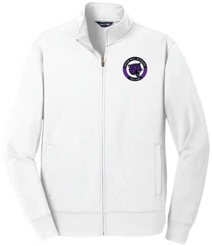 Jaguars Pennant Jacket in White — front, Academy seal on the left chest