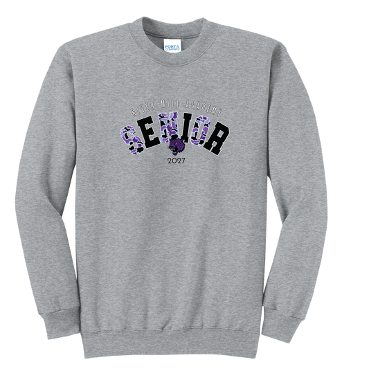 Senior 2027 - Purple Camo Crewneck — Athletic Heather
