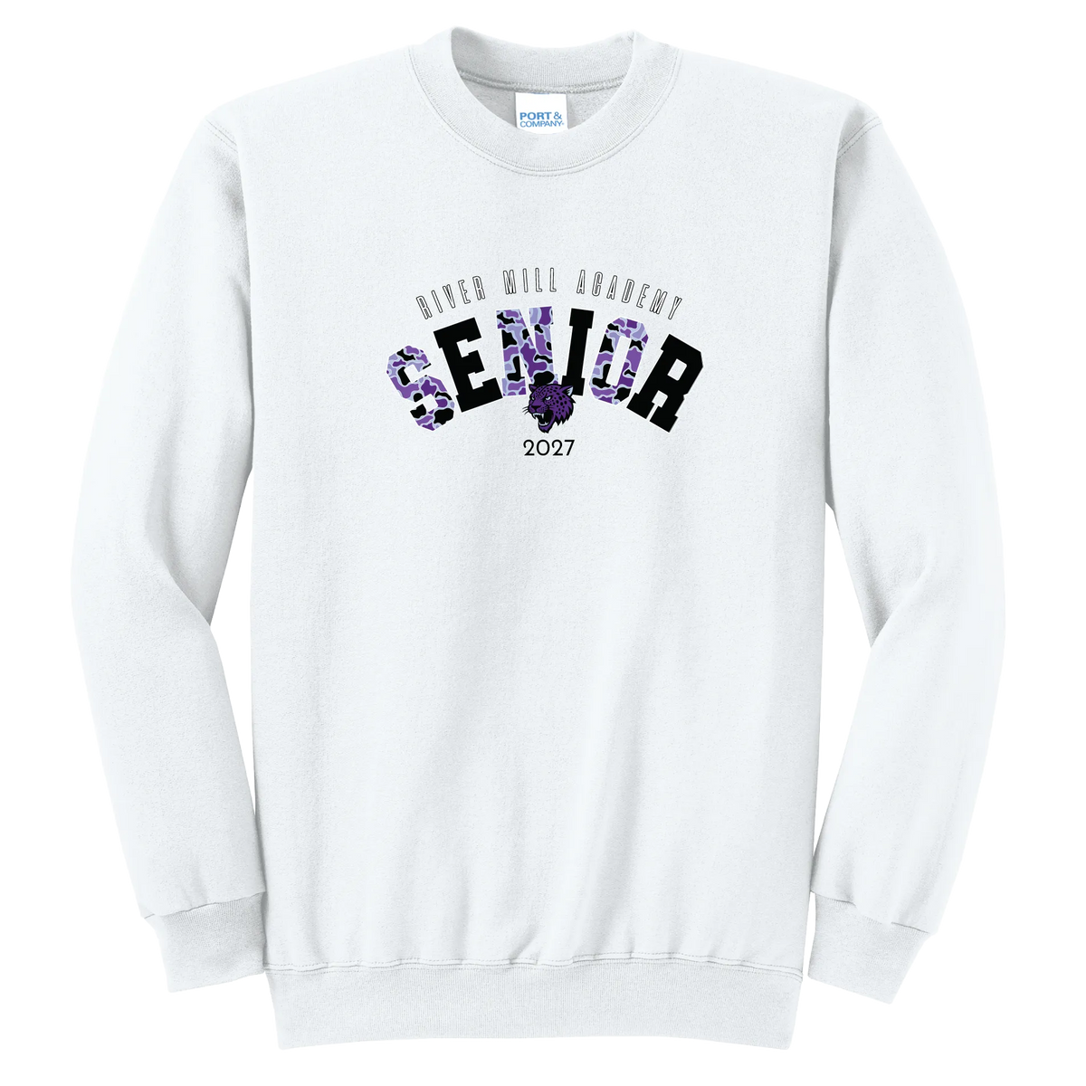 Senior 2027 - Purple Camo Crewneck — White
