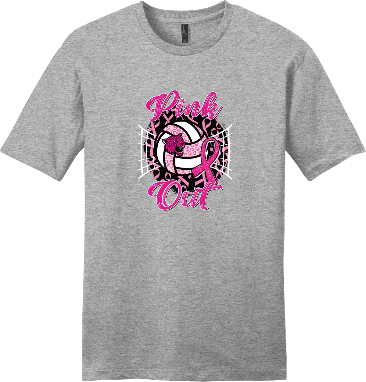 Pink Out Volleyball Tee — Light Heather Grey