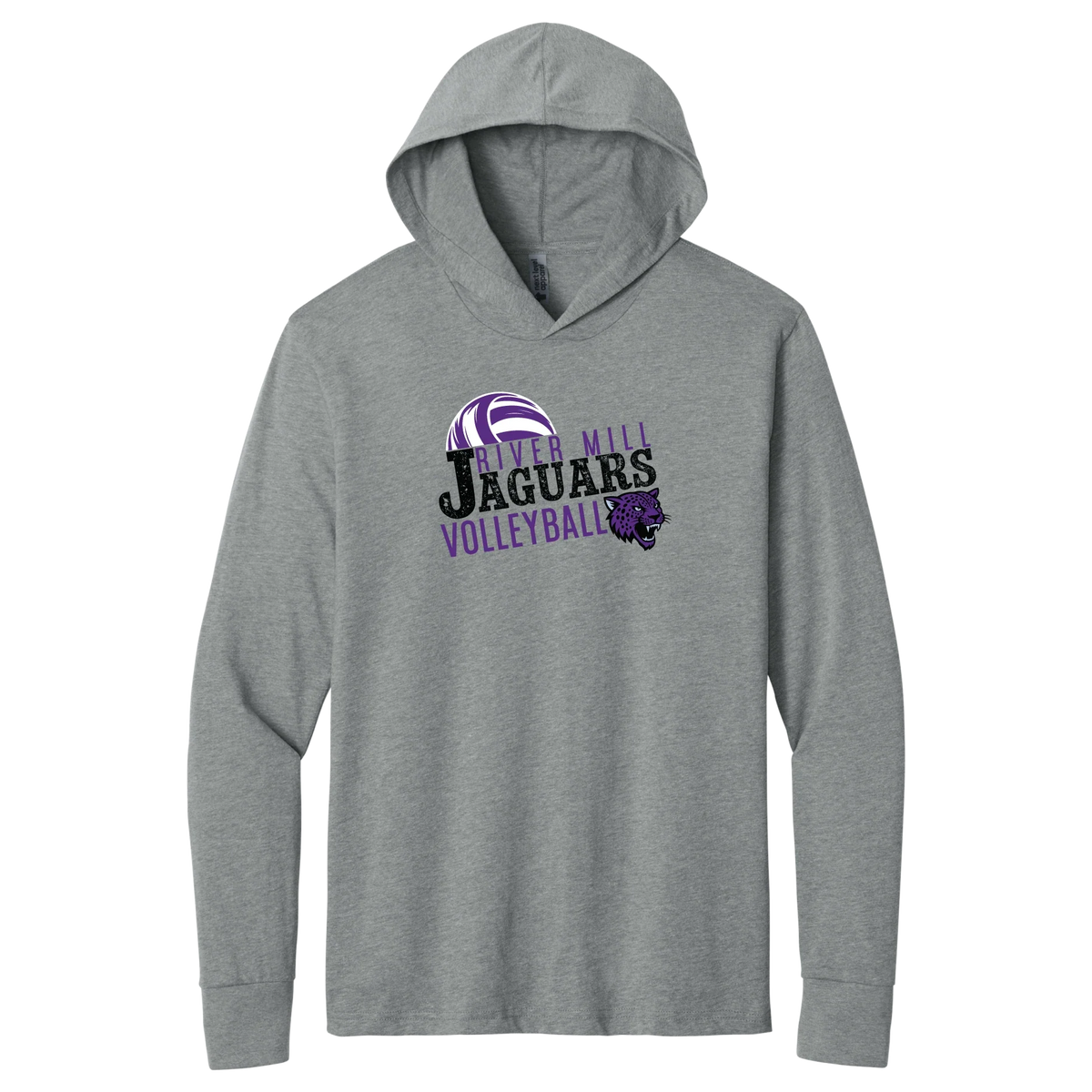 Jaguars Volleyball Grunge Long Sleeve Hoodie in NL Dark Heather Grey