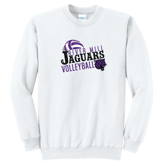 Jaguars Volleyball Slant Crewneck — White